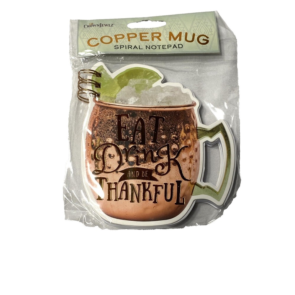 crown jewlz‎ COPPER MUG SPIRAL NOTEPAD eat drink and be thankful